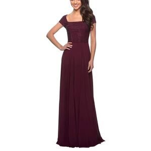 La Femme New York Red Bejeweled Maxi Gown 26512 Size 18